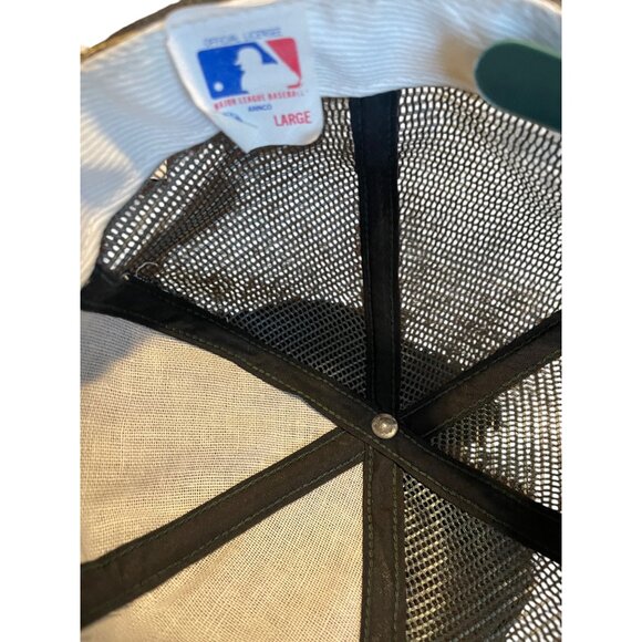 Oakland Athletics Baseball Trucker Hat Green & Yellow Large Mesh Snapback Cap - Picture 4 of 10